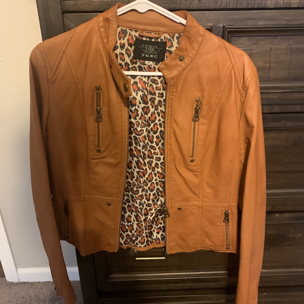 Brown Leather Moto Jacket